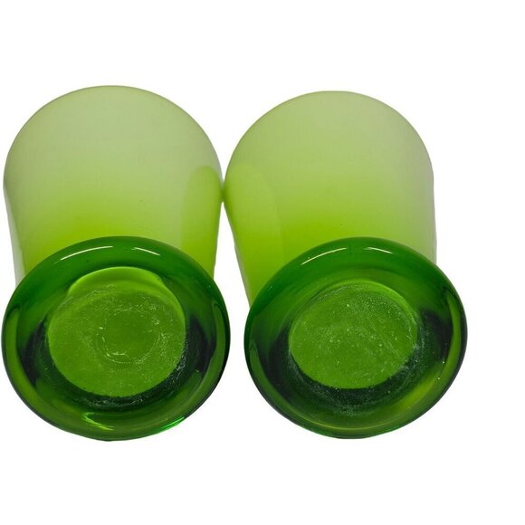 Retro Vintage Green Handblown Glass Tumblers, Set Of 2 - 5" Height - Picture 4 of 7